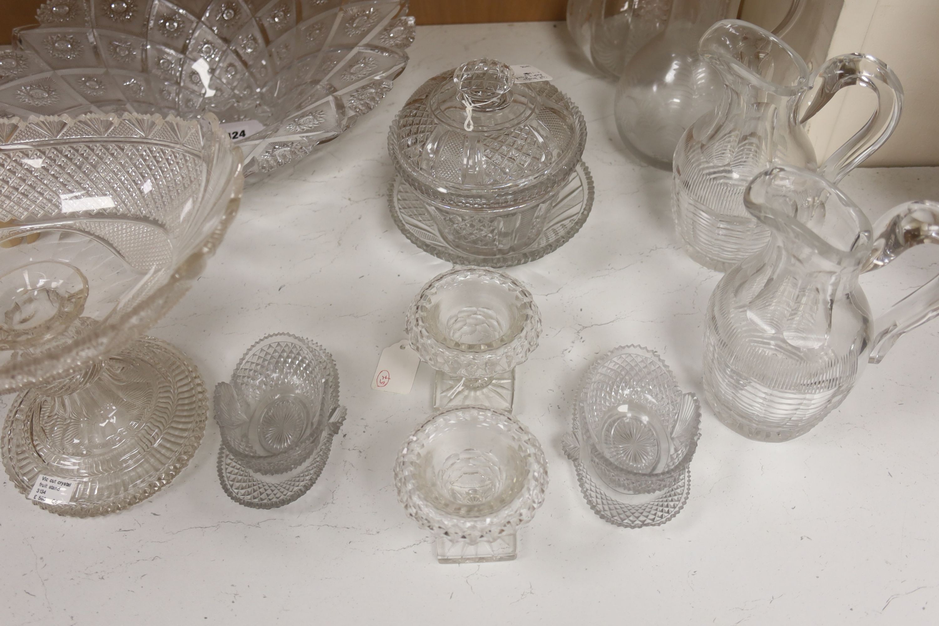 A quantity of deep cut table glassware, 19th century